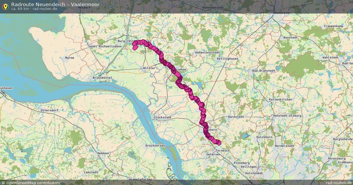 Fahrradroute Neuendeich – Vaalermoor (69 km) – Rad-Routen.de