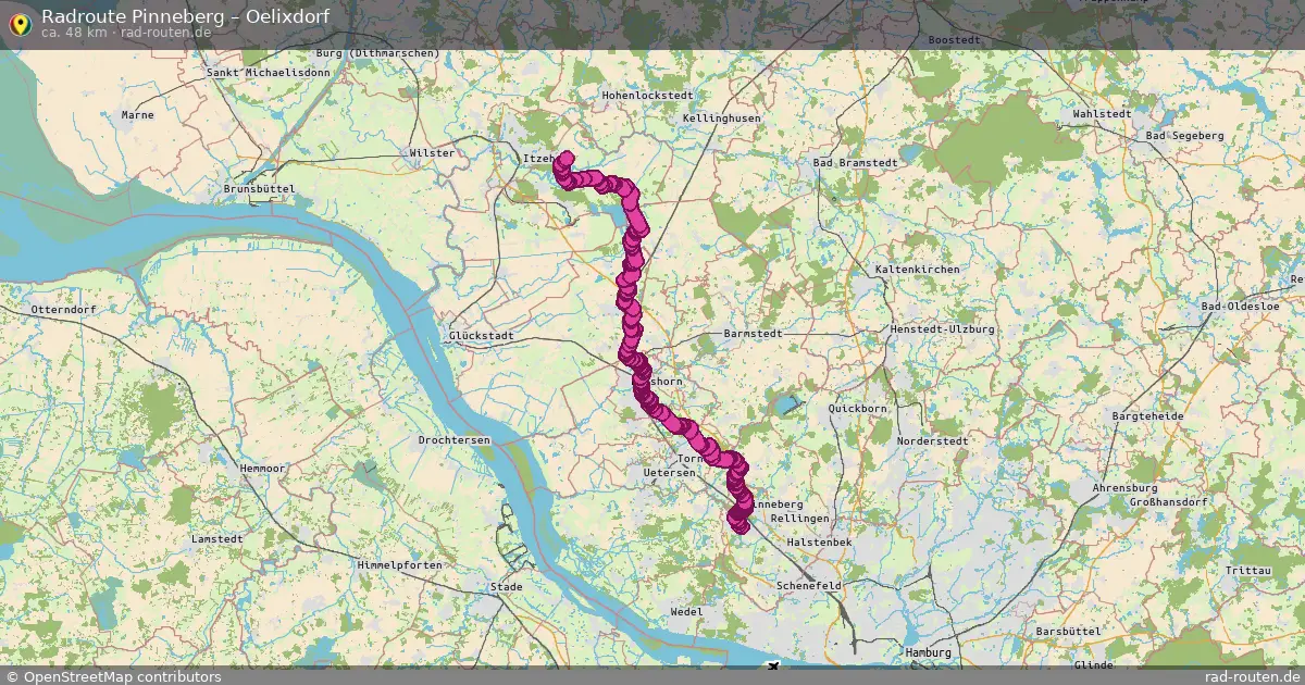 Fahrradroute Pinneberg – Oelixdorf (48 km) – Rad-Routen.de