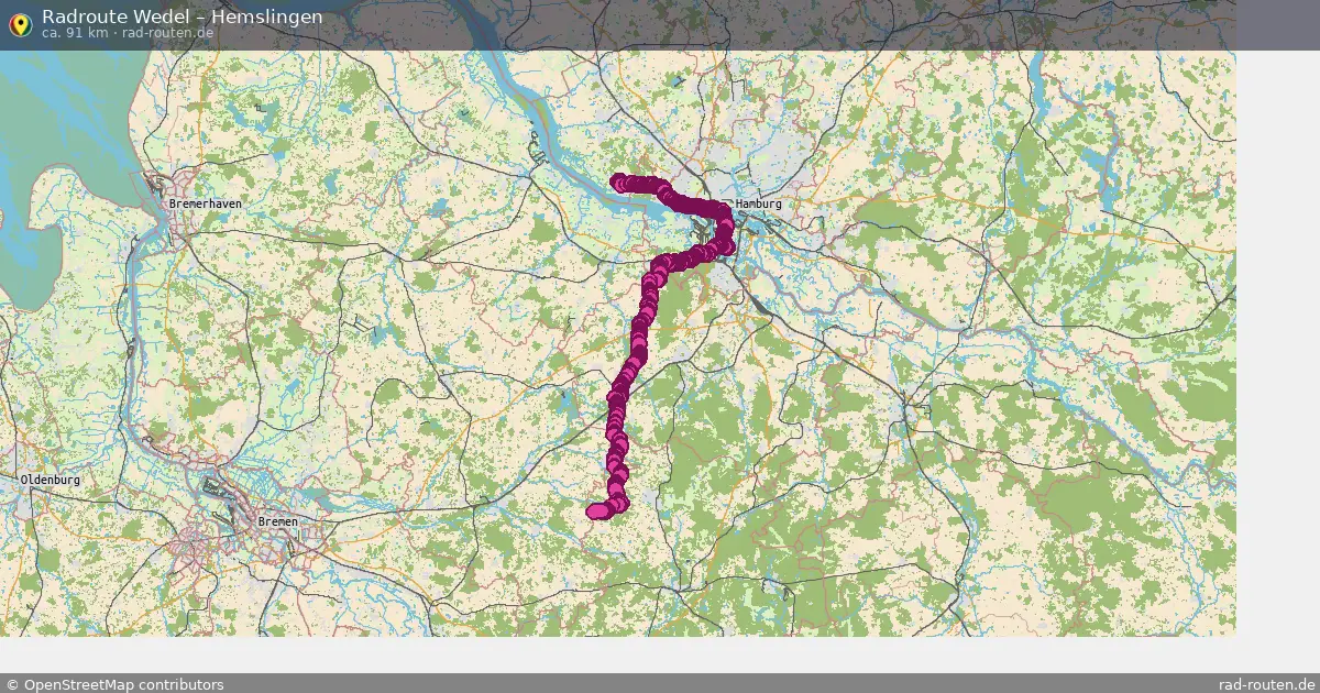 Fahrradroute Wedel – Hemslingen (91 km) – Rad-Routen.de