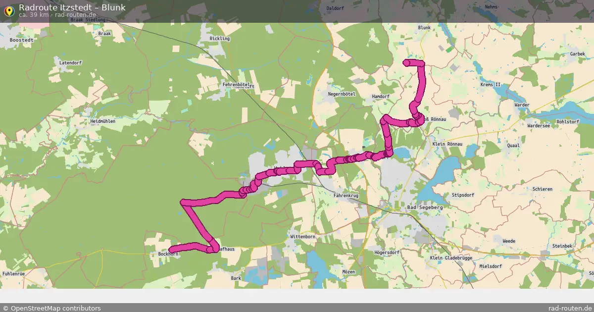 Fahrradroute Itzstedt – Blunk (39 km) – Rad-Routen.de