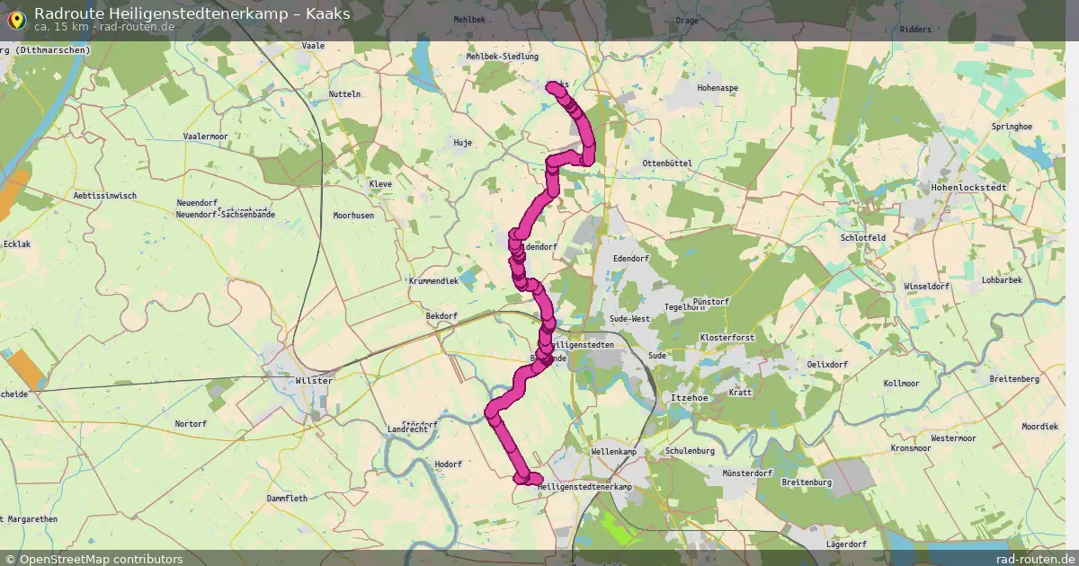 Fahrradroute Heiligenstedtenerkamp – Kaaks (14 km) – Rad-Routen.de