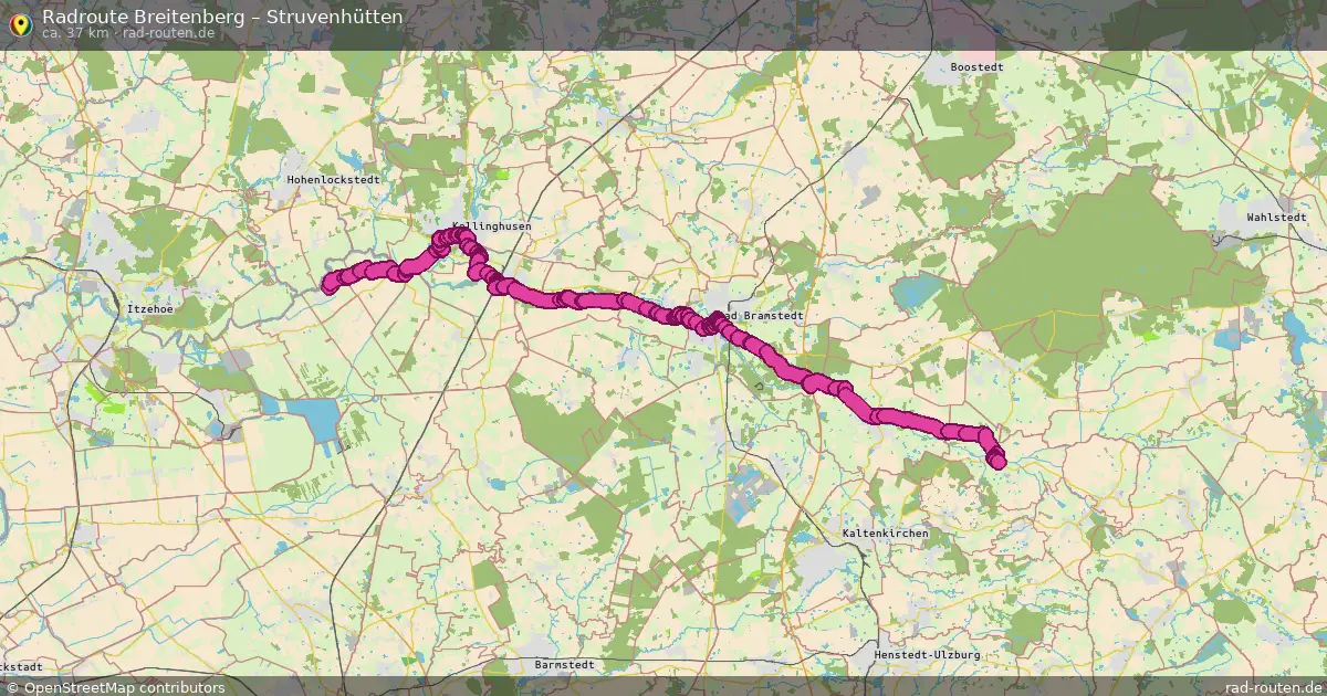 Fahrradroute Breitenberg – Struvenhütten (37 km) – Rad-Routen.de
