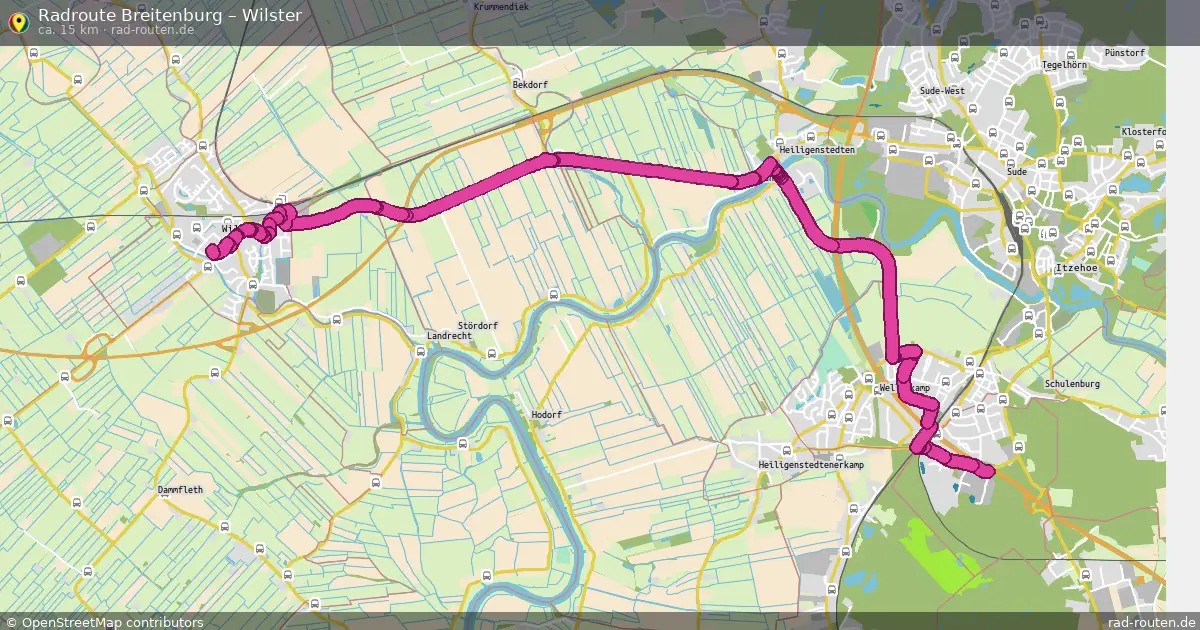 Fahrradroute Breitenburg – Wilster (15 km) – Rad-Routen.de