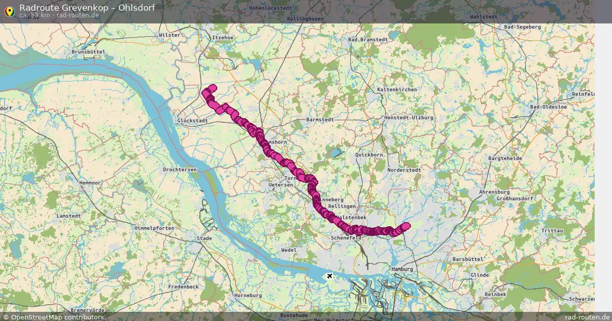 Fahrradroute Grevenkop – Ohlsdorf (62 km) – Rad-Routen.de