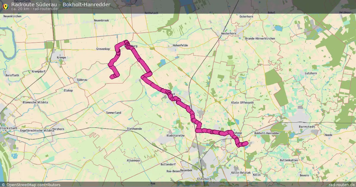 Fahrradroute Süderau – Bokholt-Hanredder (20 km) – Rad-Routen.de