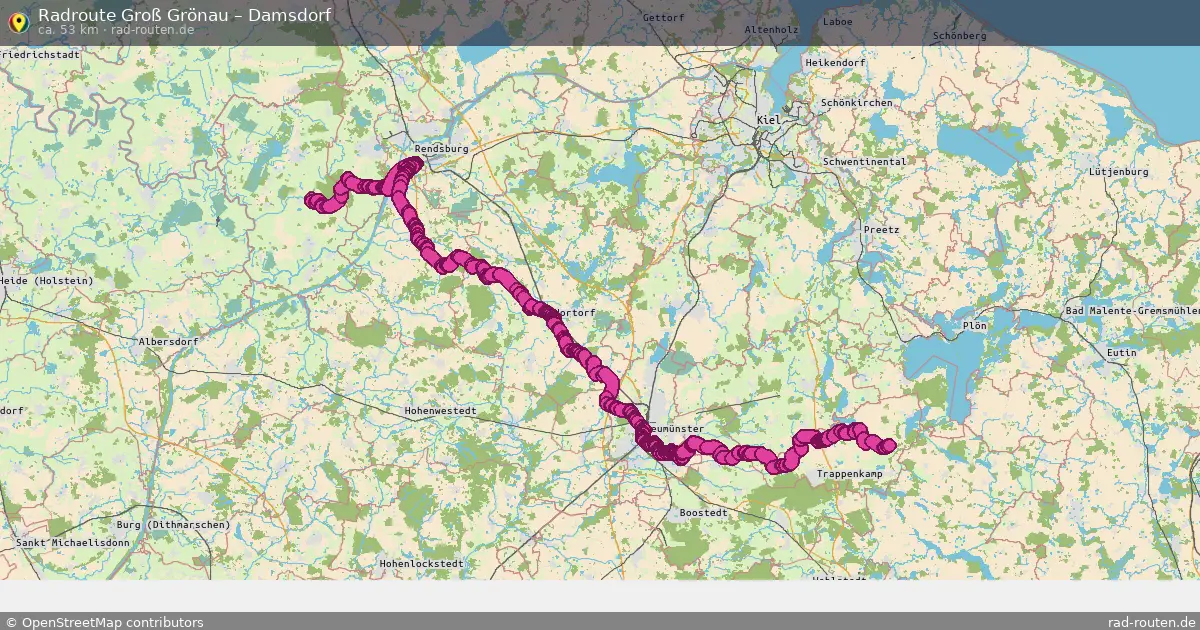 Fahrradroute Bosau – Damsdorf (13 km) – Rad-Routen.de