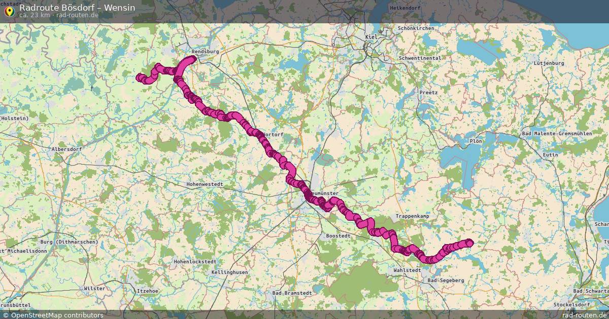 Fahrradroute Bösdorf – Wensin (23 km) – Rad-Routen.de