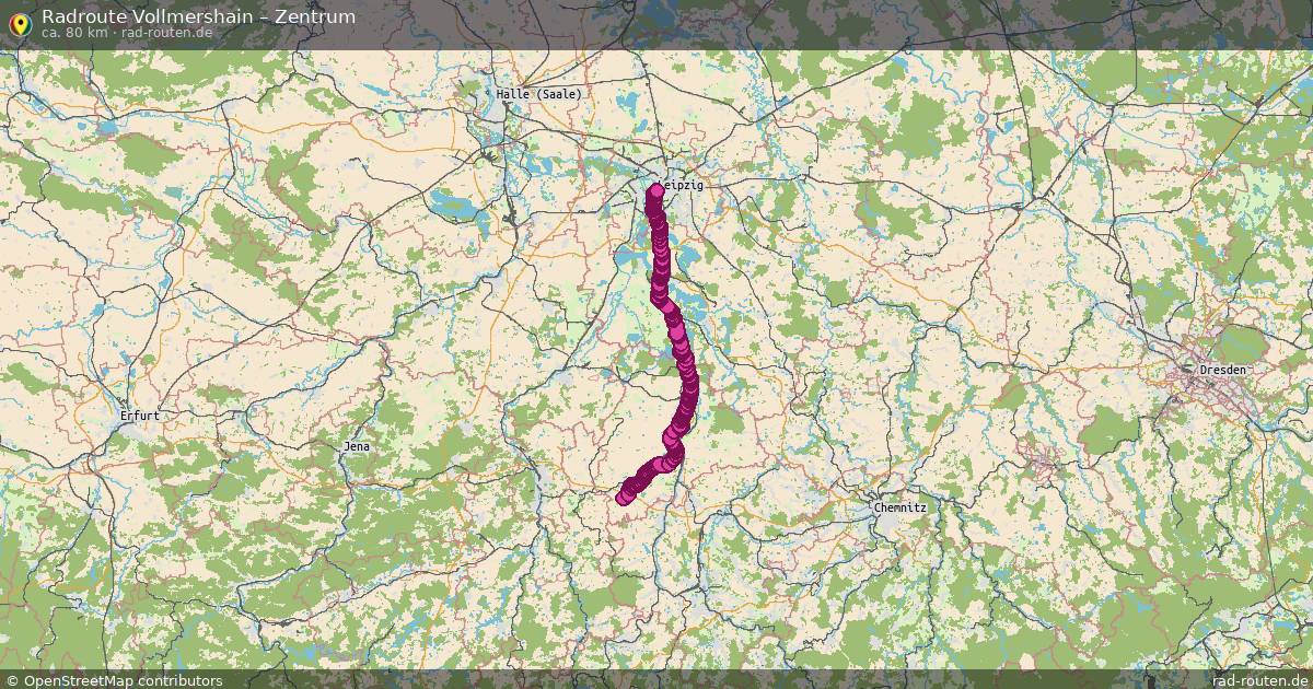 Fahrradroute Vollmershain – Zentrum