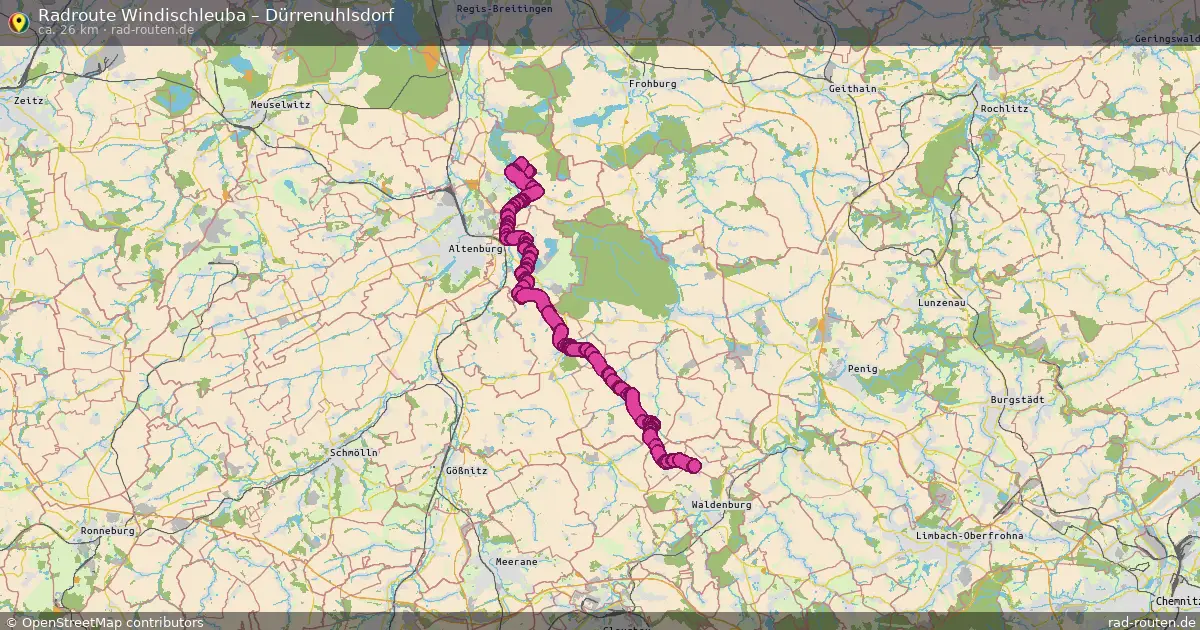 Fahrradroute Windischleuba – Dürrenuhlsdorf (26 km) – Rad-Routen.de
