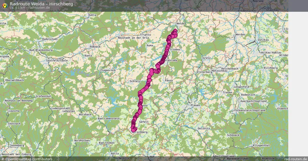 Fahrradroute Weida – Hirschberg