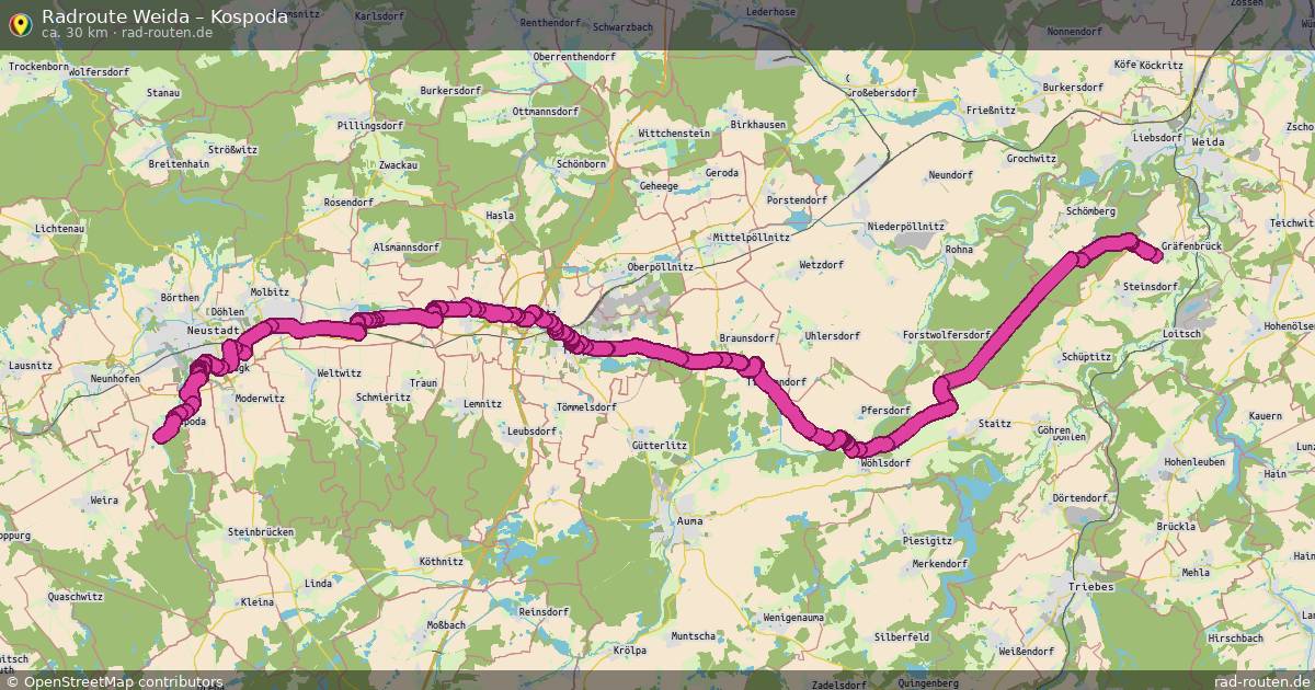 Fahrradroute Weida – Kospoda