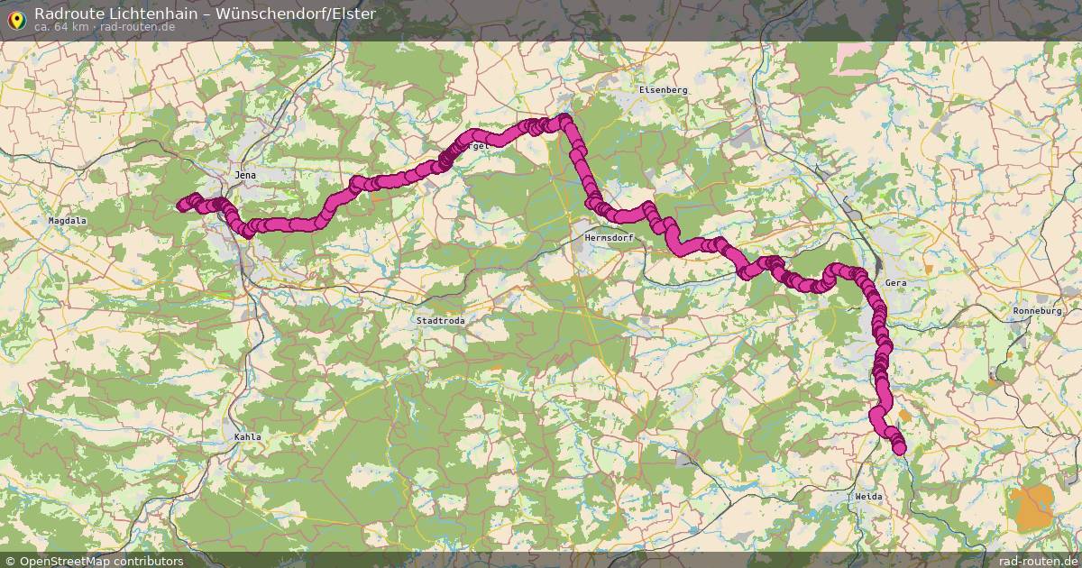 Fahrradroute Lichtenhain – Wünschendorf Elster
