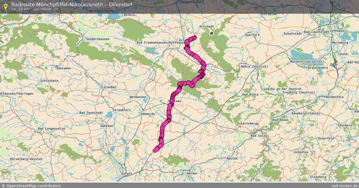 Fahrradroute Mönchpfiffel-Nikolausrieth – Ollendorf
