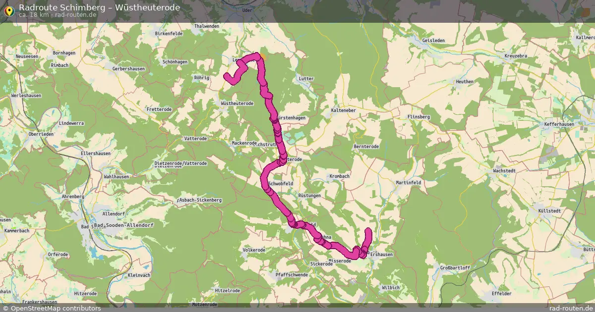 Fahrradroute Schimberg – Wüstheuterode (18 km) – Rad-Routen.de