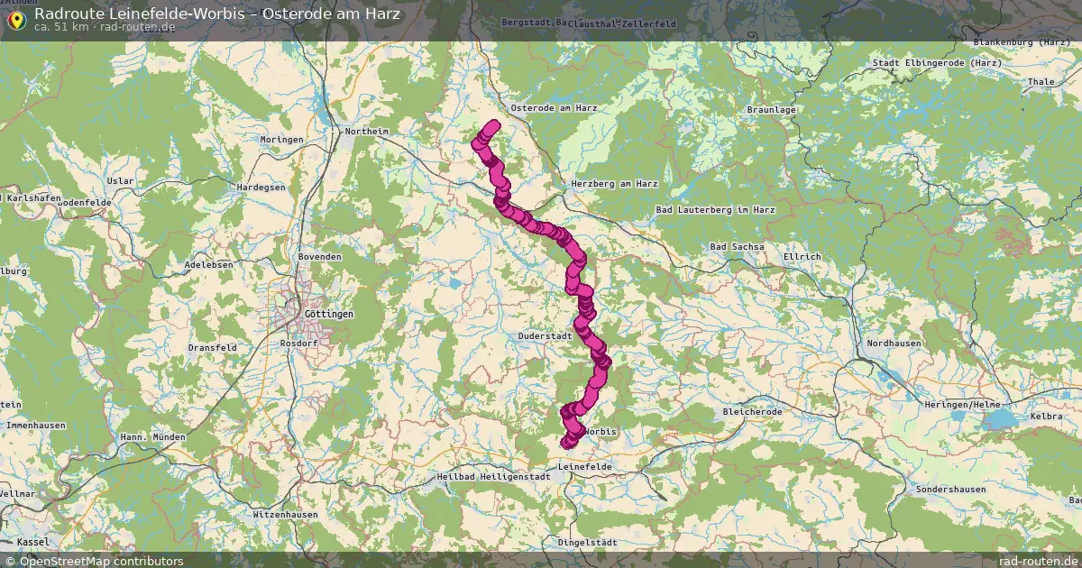 Fahrradroute Leinefelde-Worbis – Osterode Am Harz (51 km) – Rad-Routen.de