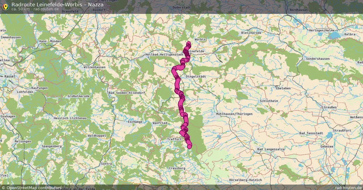 Fahrradroute Leinefelde-Worbis – Nazza (50 km) – Rad-Routen.de