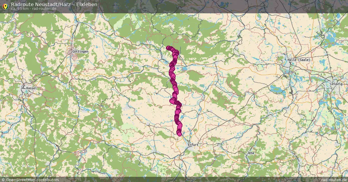 Fahrradroute Neustadt Harz – Elxleben (85 km) – Rad-Routen.de