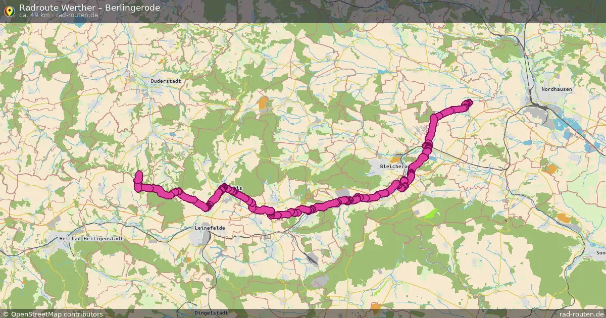 Fahrradroute Werther – Berlingerode (49 km) – Rad-Routen.de