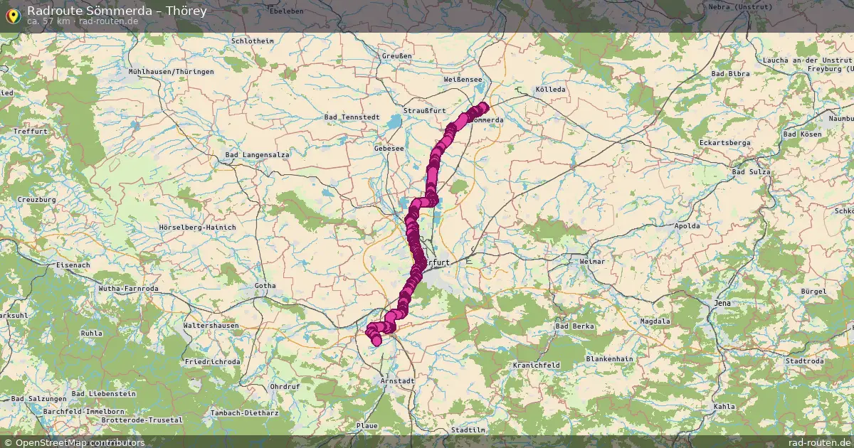 Fahrradroute Sömmerda – Thörey (57 km) – Rad-Routen.de