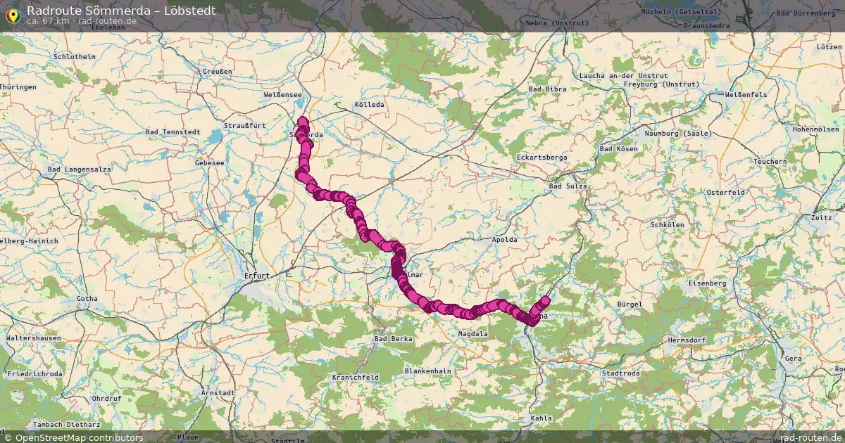 Fahrradroute Sömmerda – Löbstedt (67 km) – Rad-Routen.de