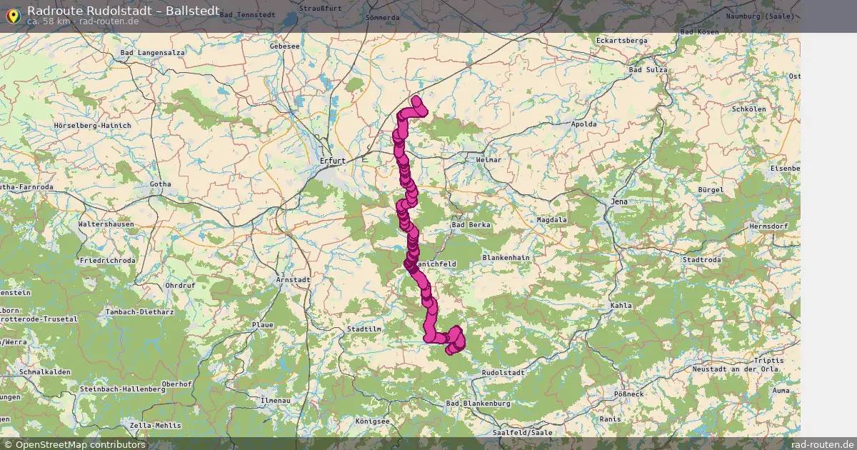 Fahrradroute Rudolstadt – Ballstedt (58 km) – Rad-Routen.de