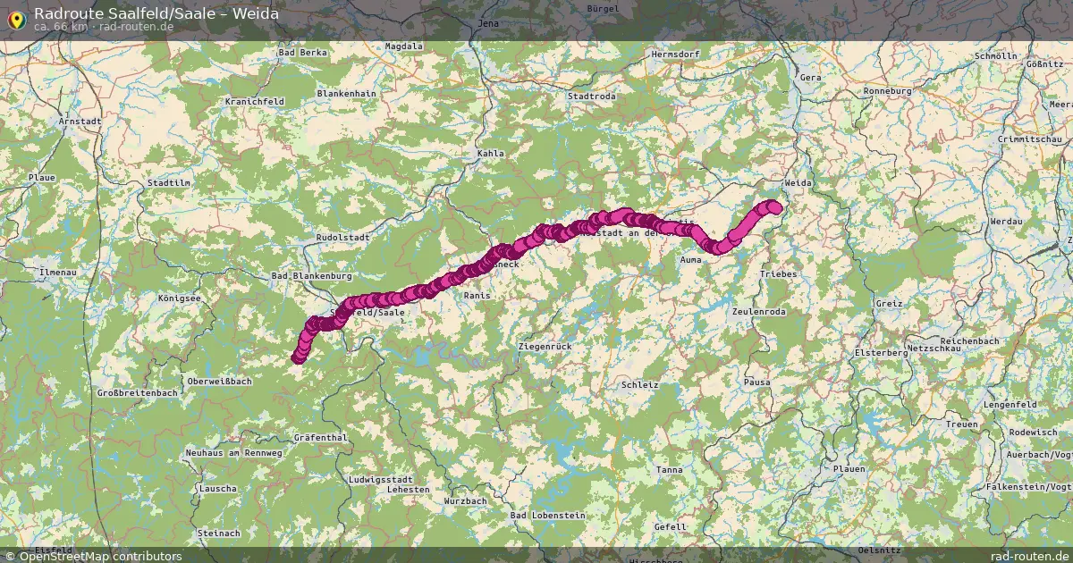 Fahrradroute Saalfeld Saale – Weida