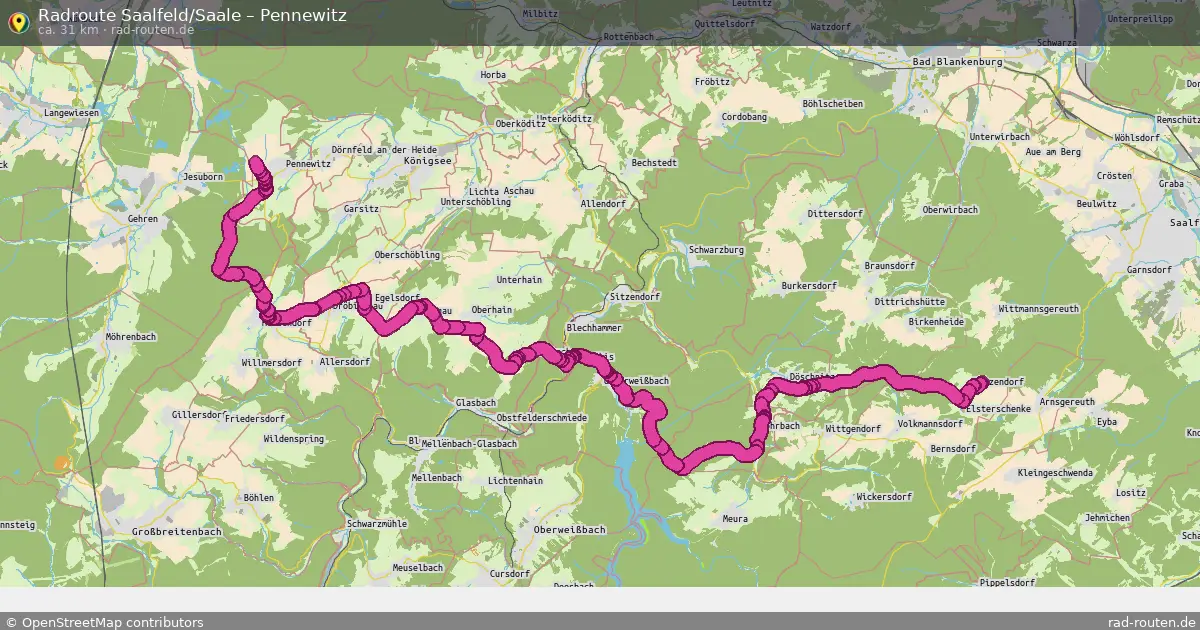 Radtour Saalfeld Saale – Pennewitz
