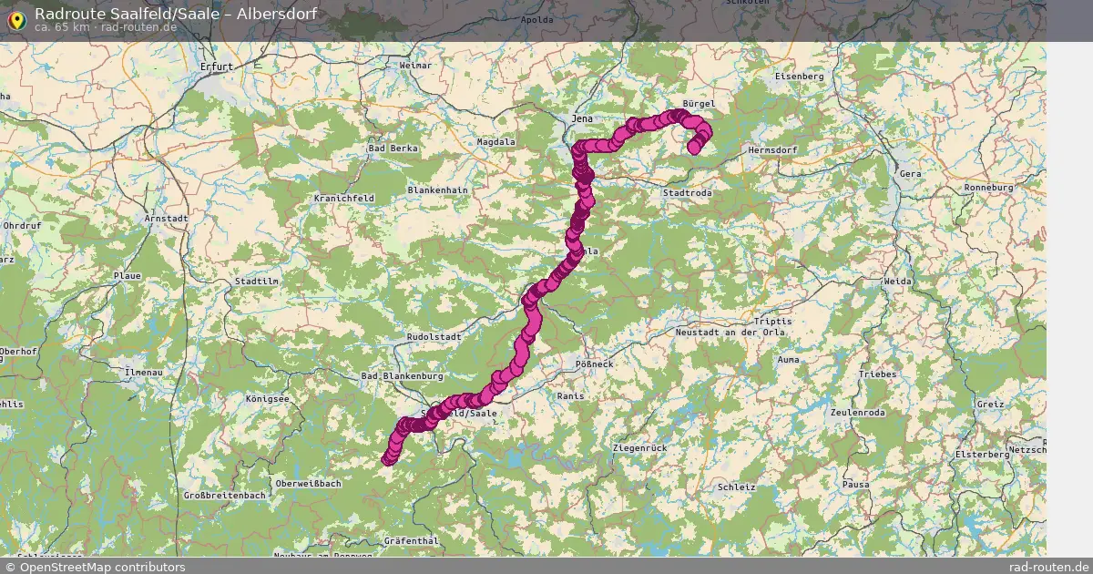 Fahrradroute Saalfeld Saale – Albersdorf