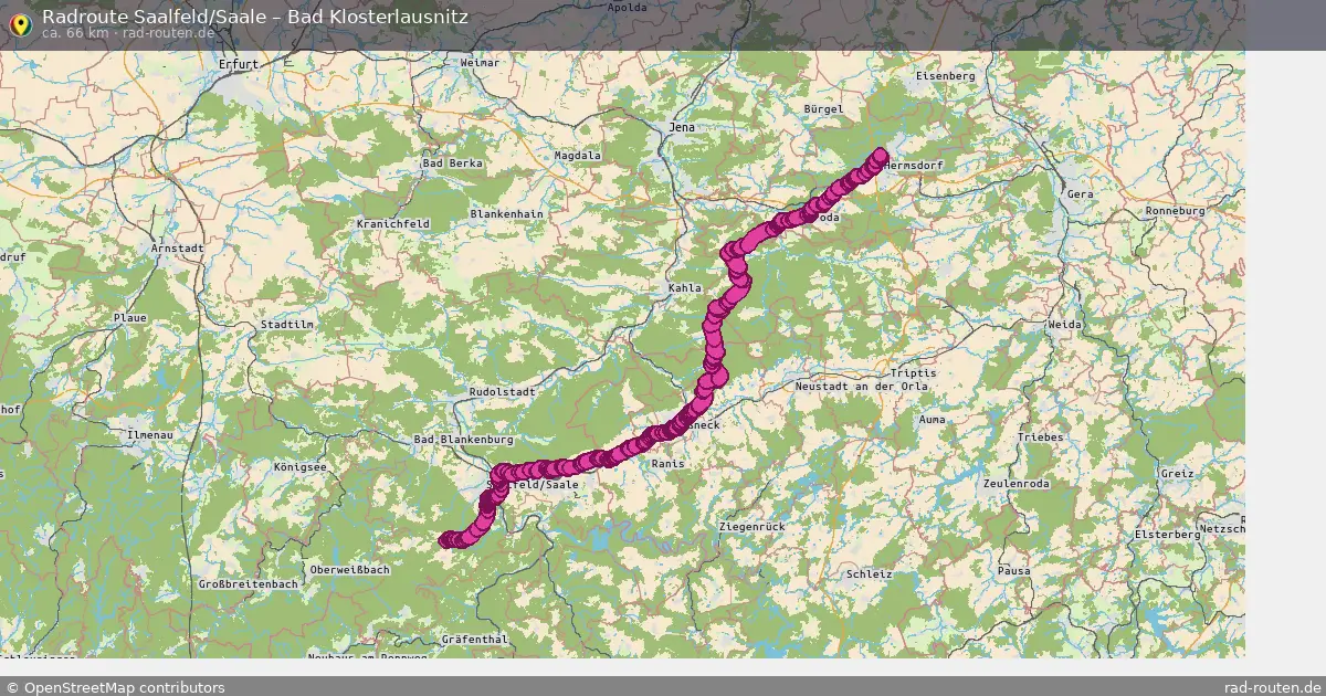 Radtour Saalfeld Saale – Bad Klosterlausnitz