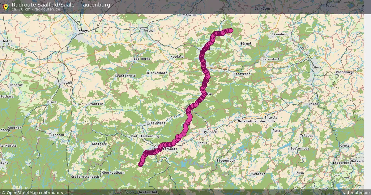 Fahrradroute Saalfeld Saale – Tautenburg