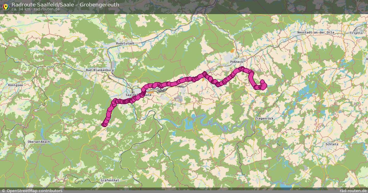 Fahrradroute Saalfeld Saale – Grobengereuth