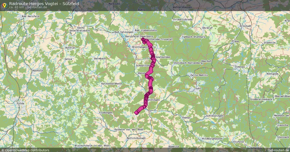 Fahrradroute Herges Vogtei – Sülzfeld (40 km) – Rad-Routen.de