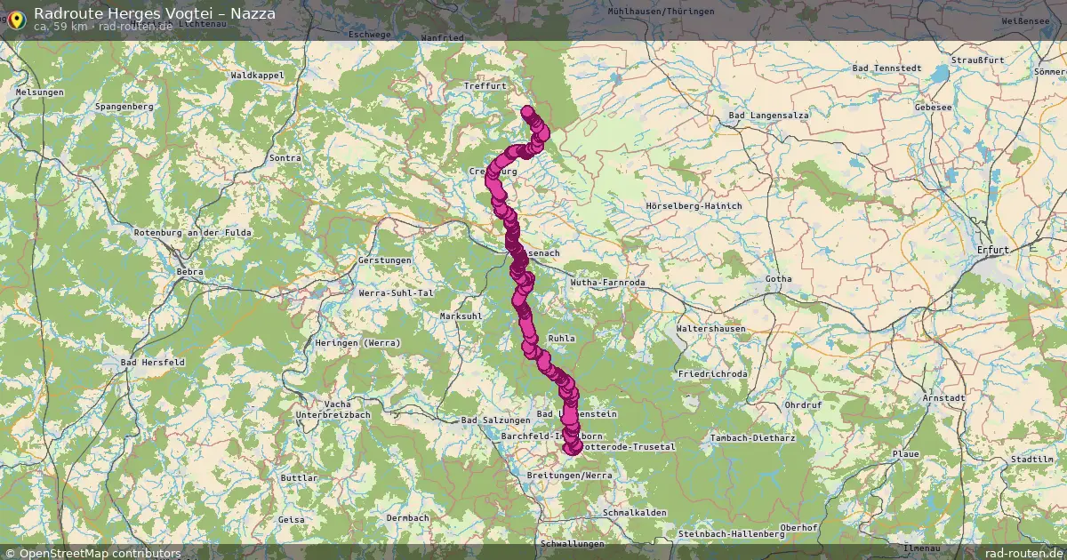 Fahrradroute Herges Vogtei – Nazza (59 km) – Rad-Routen.de