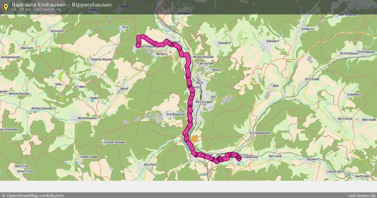 Fahrradroute Einhausen – Rippershausen (19 km) – Rad-Routen.de