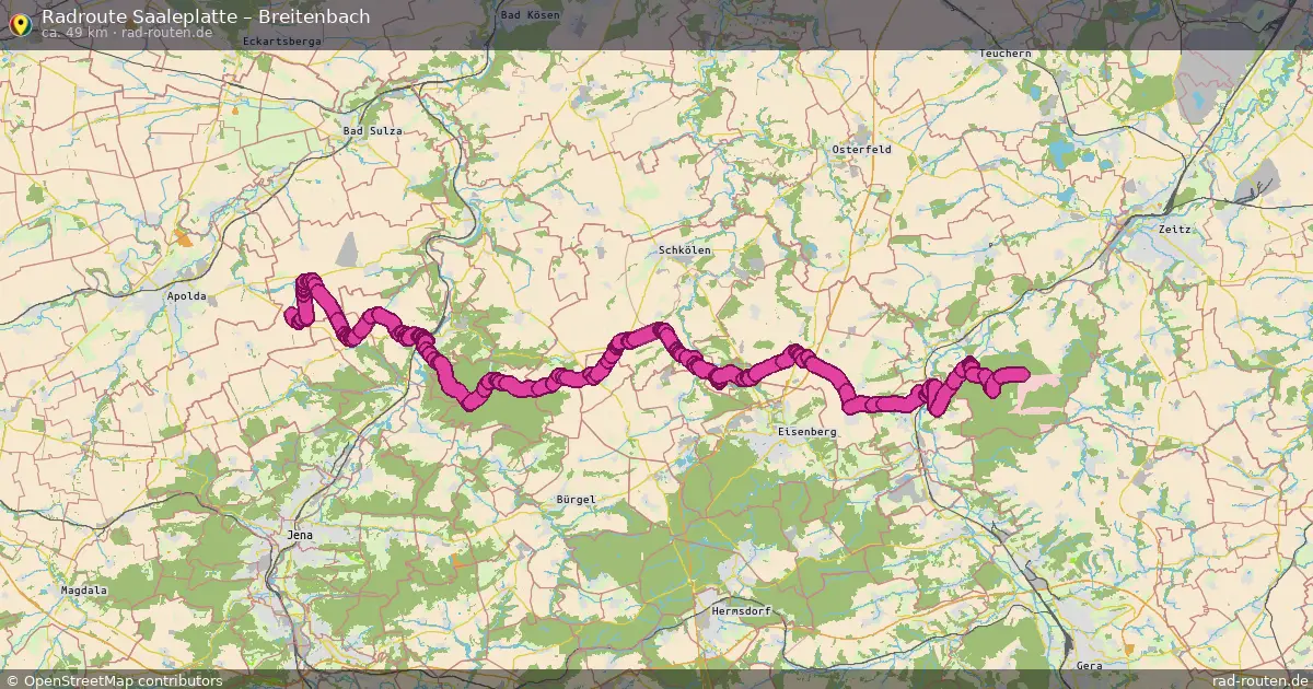 Fahrradroute Saaleplatte – Breitenbach (49 km) – Rad-Routen.de