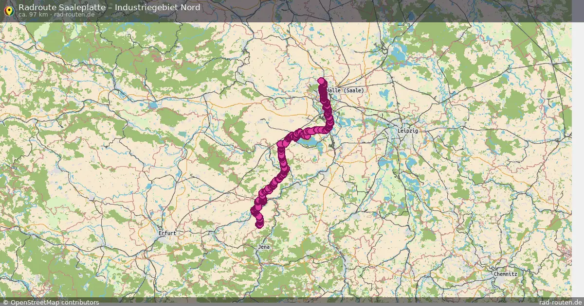 Fahrradroute Saaleplatte – Industriegebiet Nord (97 km) – Rad-Routen.de
