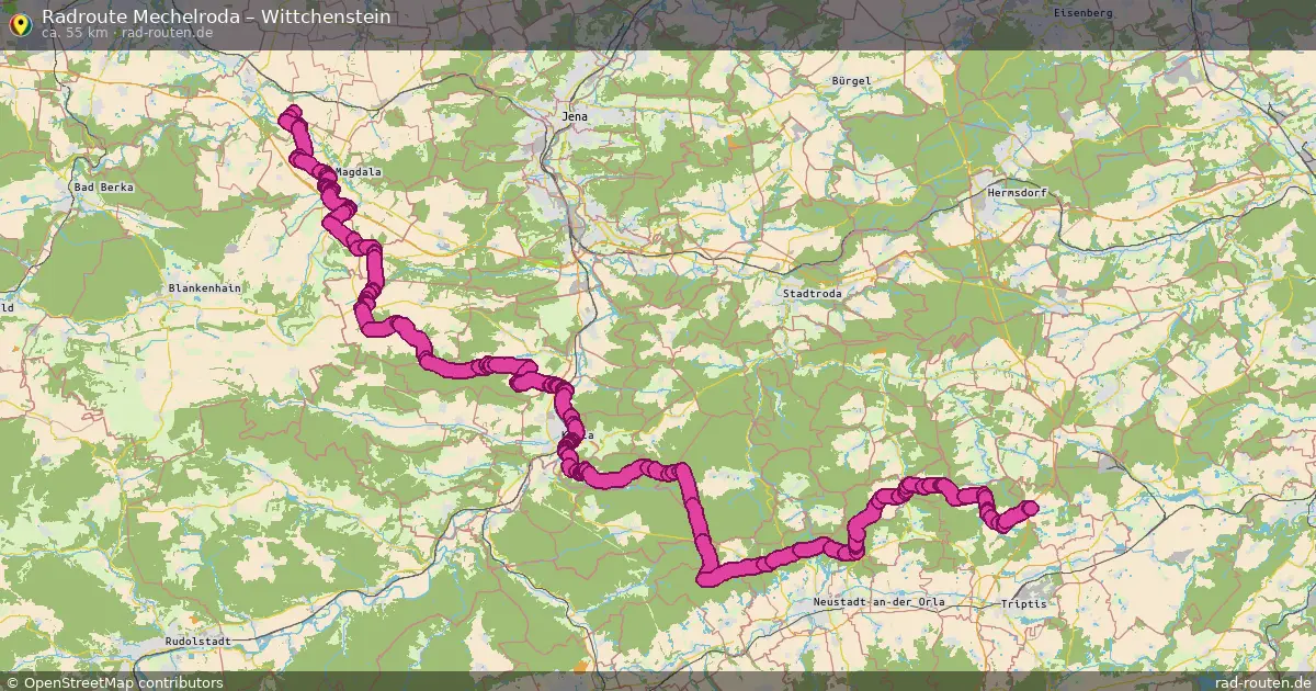 Fahrradroute Mechelroda – Wittchenstein (55 km) – Rad-Routen.de