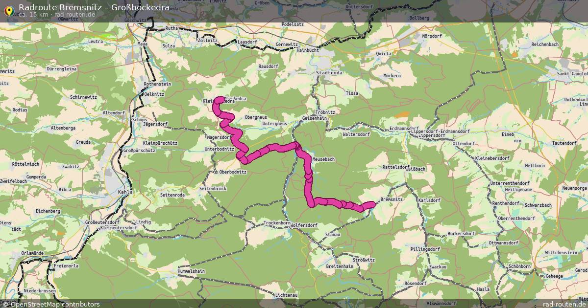 Fahrradroute Bremsnitz – Großbockedra