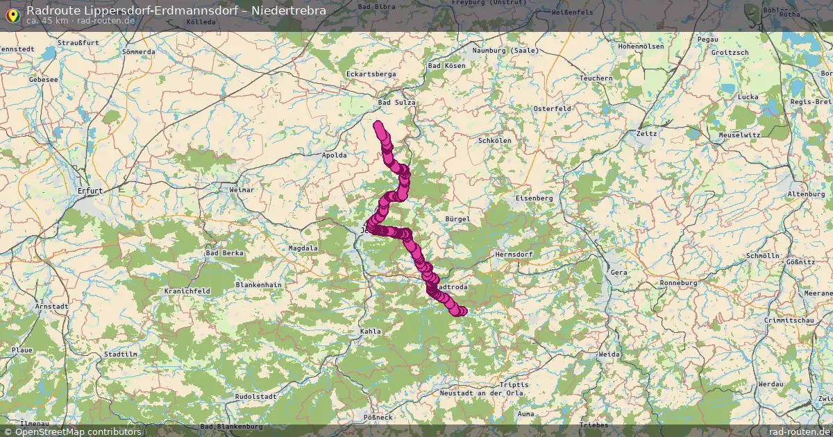 Fahrradroute Lippersdorf-Erdmannsdorf – Niedertrebra