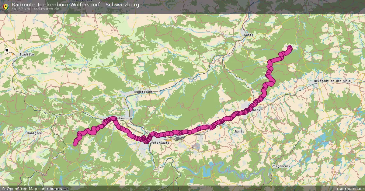 Fahrradroute Trockenborn-Wolfersdorf – Schwarzburg (57 km) – Rad-Routen.de