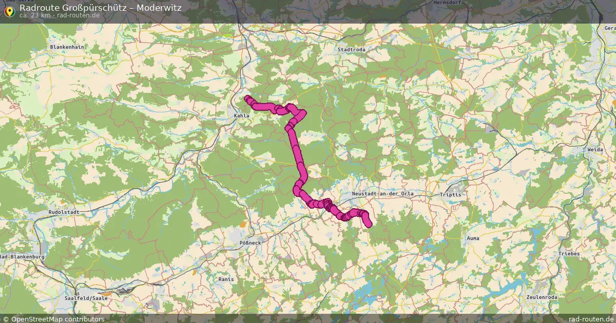 Fahrradroute Großpürschütz – Moderwitz (23 km) – Rad-Routen.de