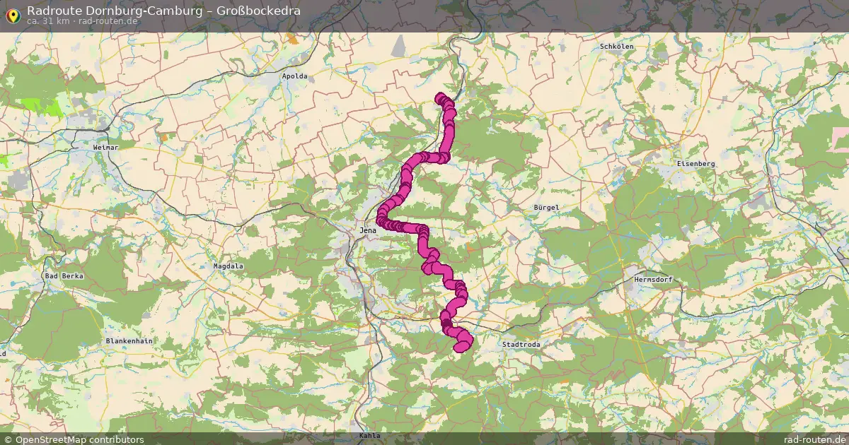 Fahrradroute Dornburg-Camburg – Großbockedra (31 km) – Rad-Routen.de