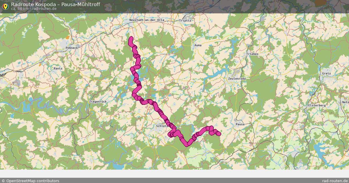 Fahrradroute Kospoda – Pausa-Mühltroff