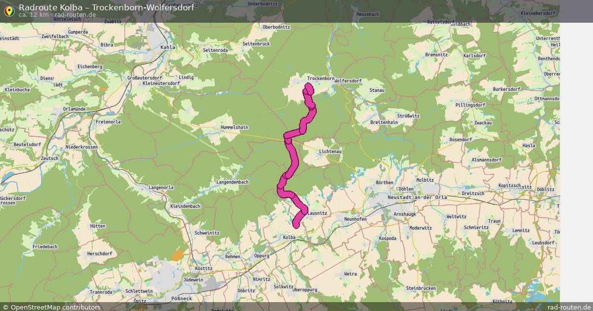 Fahrradroute Kolba – Trockenborn-Wolfersdorf