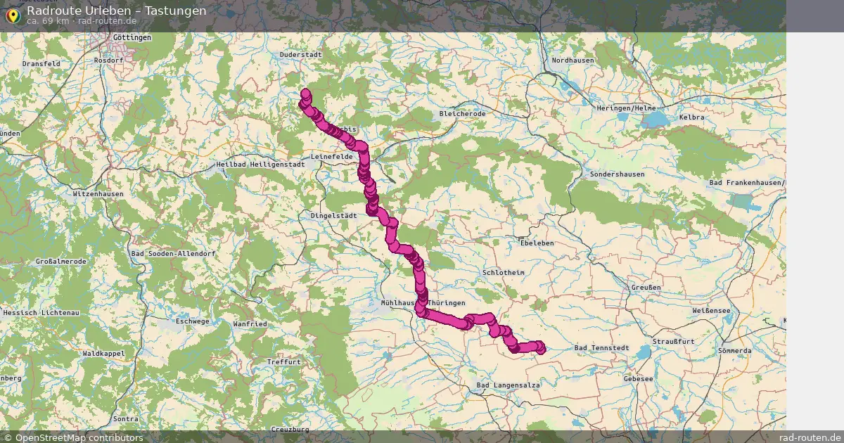 Fahrradroute Urleben – Tastungen (68 km) – Rad-Routen.de