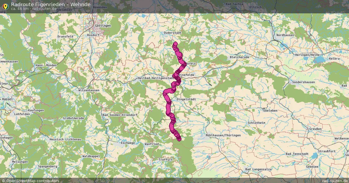 Fahrradroute Eigenrieden – Wehnde (46 km) – Rad-Routen.de
