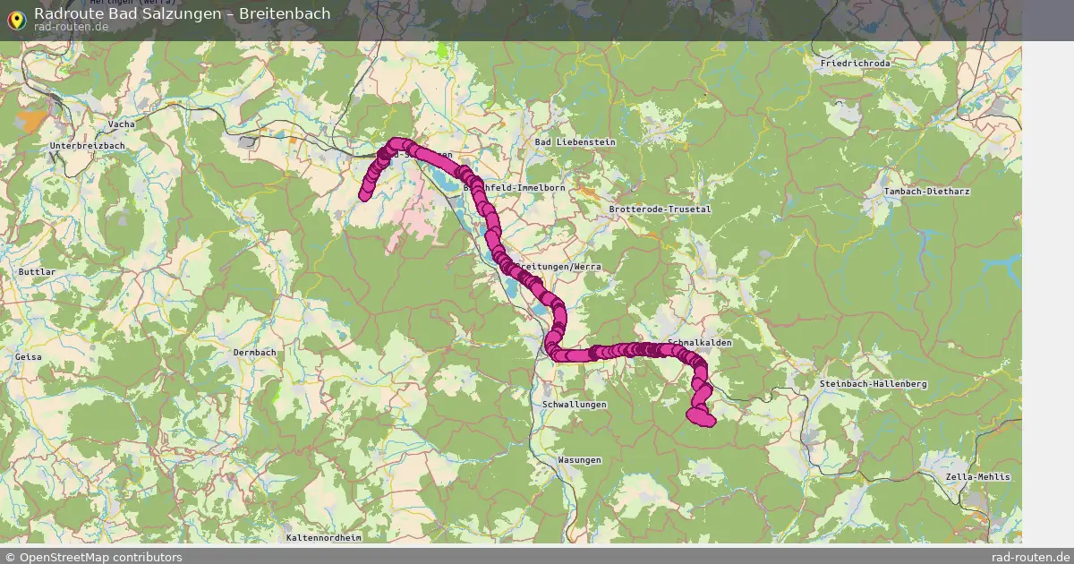 Fahrradroute Tiefenort – Breitenbach (40 km) – Rad-Routen.de