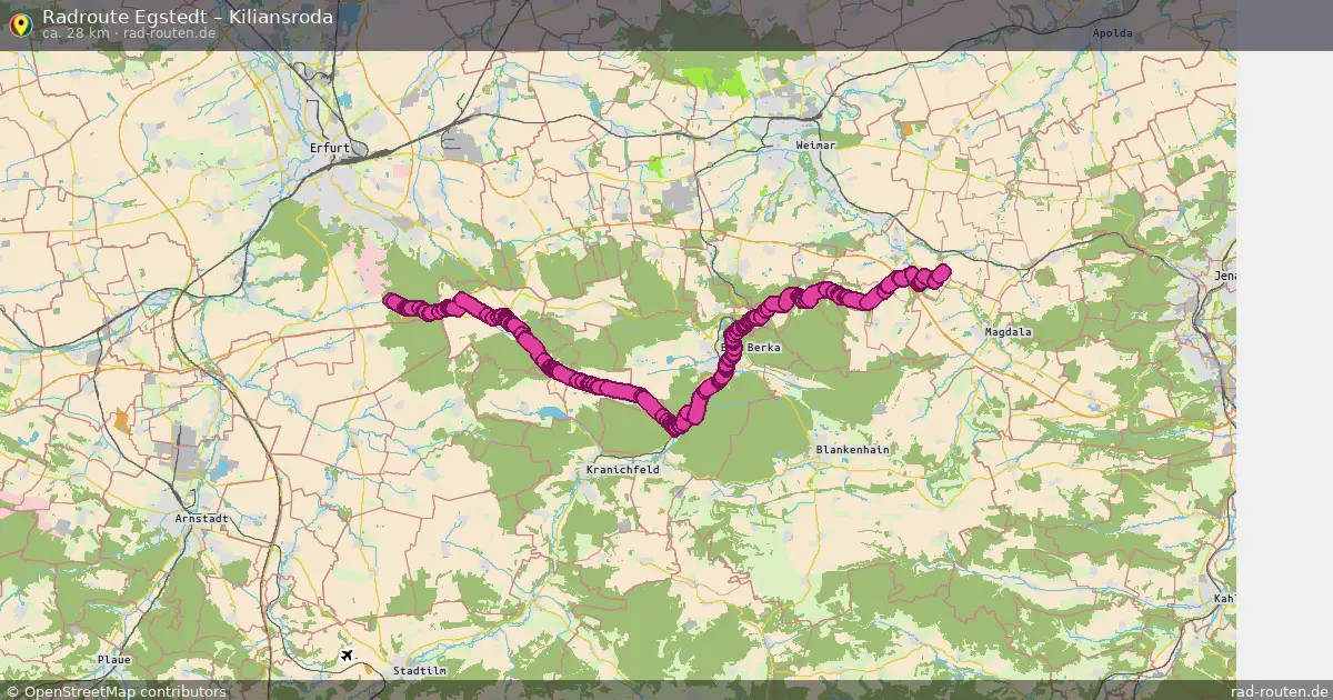 Fahrradroute von Egstedt nach Kiliansroda