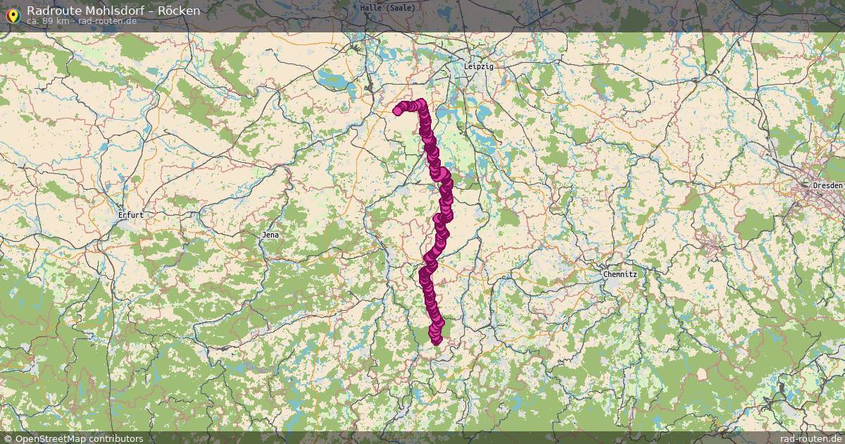 Fahrradroute von Mohlsdorf nach Röcken