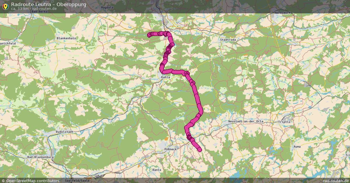 Fahrradroute von Leutra nach Oberoppurg